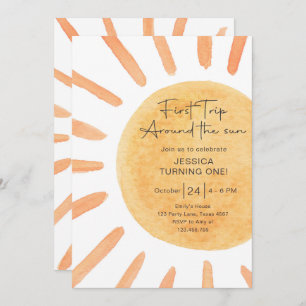 Boho First Trip Around The Sun 1st Birthday Invita Invitation