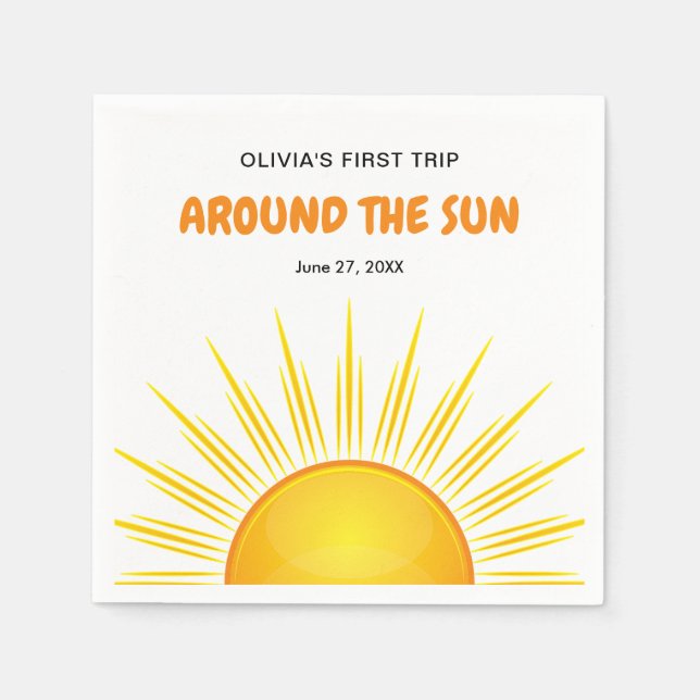 Boho First Trip Around the Sun 1st Birthday Napkin (Front)