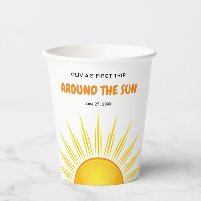 Boho First Trip Around the Sun 1st Birthday Paper Cups (Front)