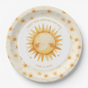 Boho First Trip Around The Sun 1st Birthday Paper Plate
