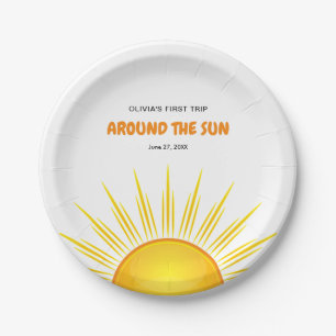 Boho First Trip Around the Sun 1st Birthday Paper Plate