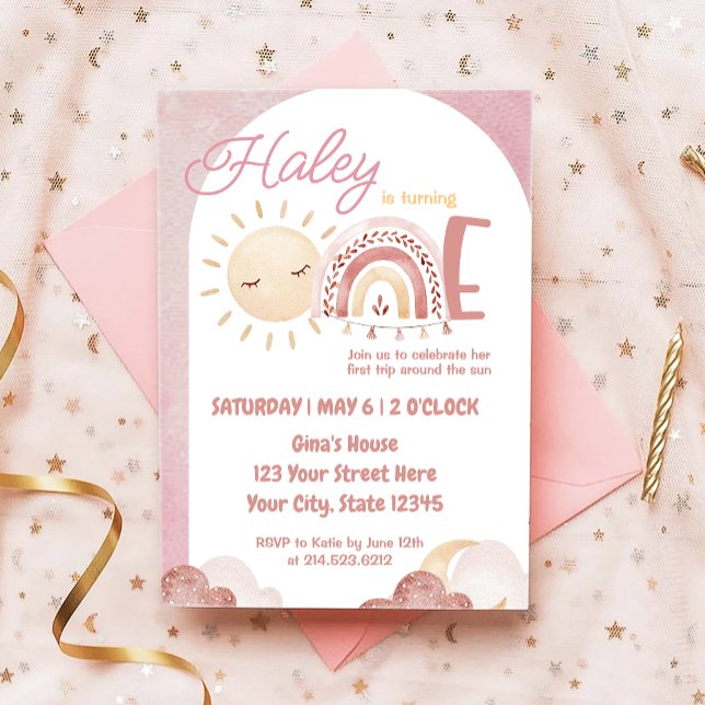 Boho First Trip Around the Sun 1st Birthday Party Invitation (Creator Uploaded)