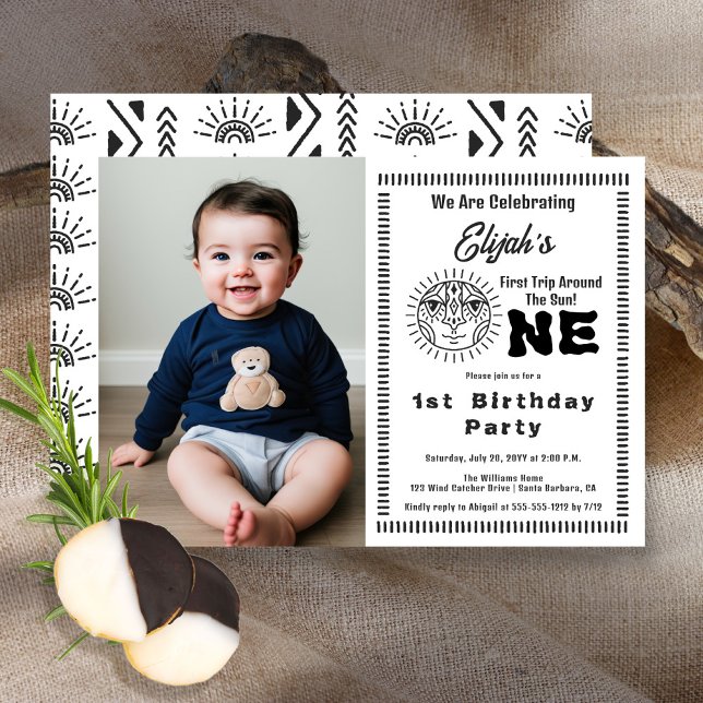 Boho First Trip Around the Sun 1st Birthday Party Invitation (Creator Uploaded)