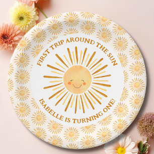Boho First Trip Around The Sun 1st Birthday Party Paper Plate