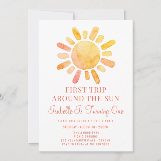 Boho First Trip Around The Sun First Birthday Invitation (Front)
