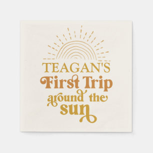 Boho First Trip Around The Sun First Birthday Napkin