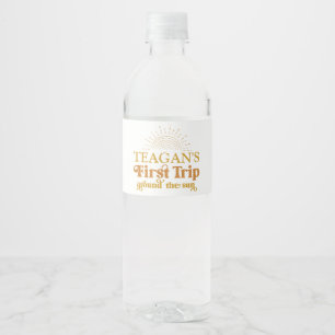 Boho First Trip Around The Sun First Birthday Water Bottle Label