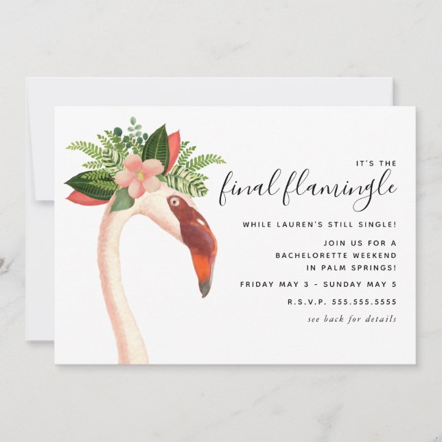 Boho Flamingo Bachelorette Weekend Invitation (Front)