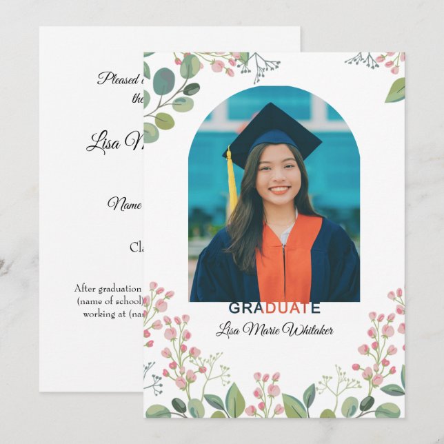 Boho Floral2 High School Graduation Announcement (Front/Back)