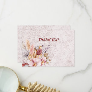 Boho Floral 3.5" x 5" Flat Thank You Card