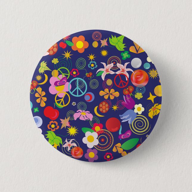 Boho floral 6 cm round badge (Front)