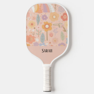Boho Floral Abstract Personalised Dusty Pink  Pickleball Paddle