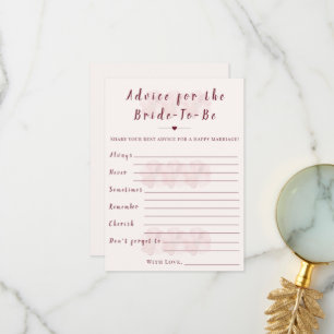 Boho Floral Advice for the Bride Shower Game Card