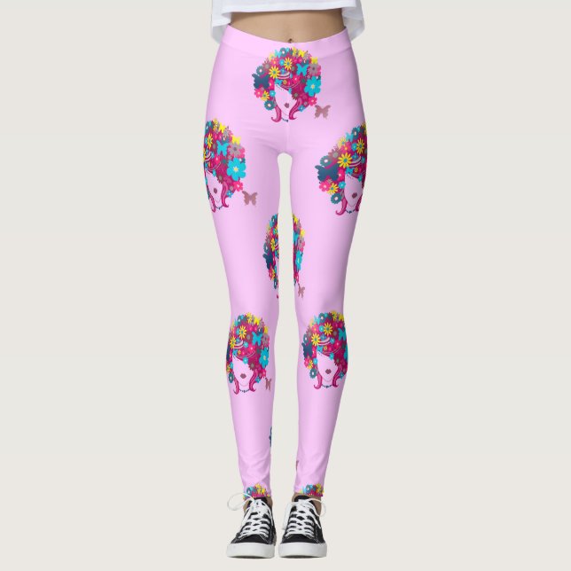 boho floral afro leggings (Front)