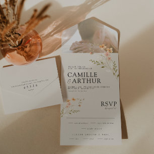 Boho Floral All In One RSVP Wedding Invitation