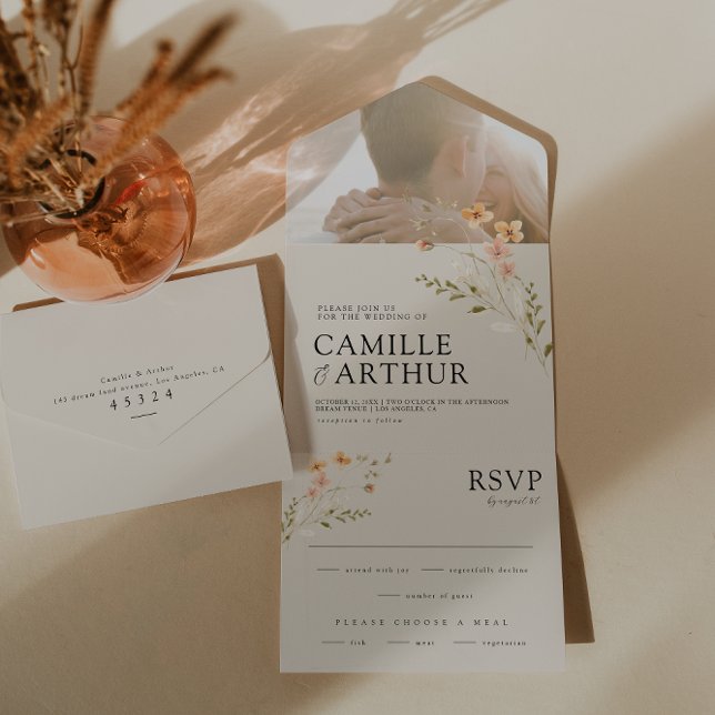 Boho Floral All In One RSVP Wedding Invitation (Creator Uploaded)