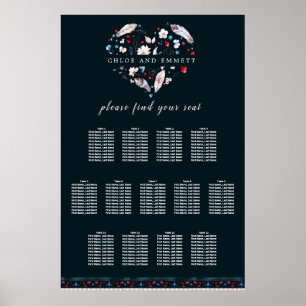 Boho Floral and Feathers 13-Table Seating Chart