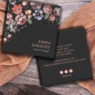 Boho Floral And Foliage  Square Business Card