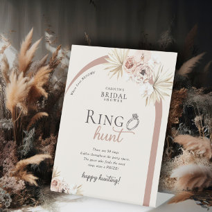 Boho Floral Arch Bridal Shower Ring Hunt Game Pedestal Sign