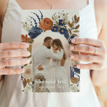 Boho Floral Arch Photo Engagement Party Invitation<br><div class="desc">This beautiful boho arch is an image template, ready for your romantic couple photo. The back has an editable template where you can easily add your own engagement party details. This template has white writing, if it's too light to be readable on your photo, please see our navy blue version...</div>