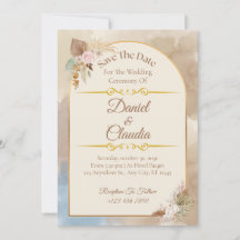 Boho Floral Arch Save the Date – Elegant Wedding