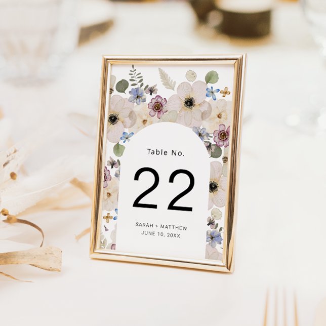 Boho Floral Arch Wedding Table Number (Elegant Boho Floral Arch Wedding Table Number by Painted Paperie
)