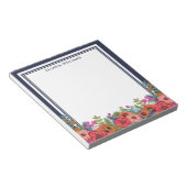 Boho Floral Arrangement - Navy Blue & White - Name Notepad (Angled)