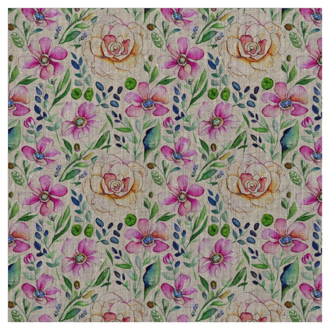 Boho Floral Art Nouveau Vintage Elegance Fabric (Swatch)
