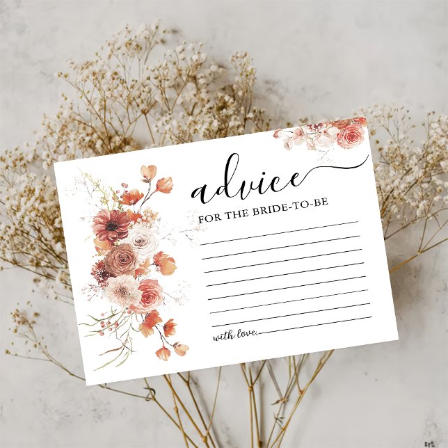 Boho Floral Autumn Bridal Shower Advice Card (Creator Uploaded)