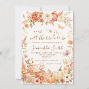 Boho Floral Autumn Time for Tea with the Bride Invitation