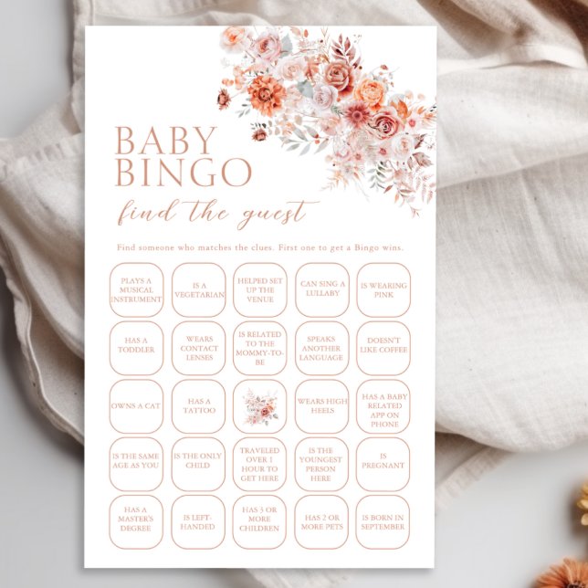 Boho Floral Baby Bingo Find The Guest Game (Creator Uploaded)