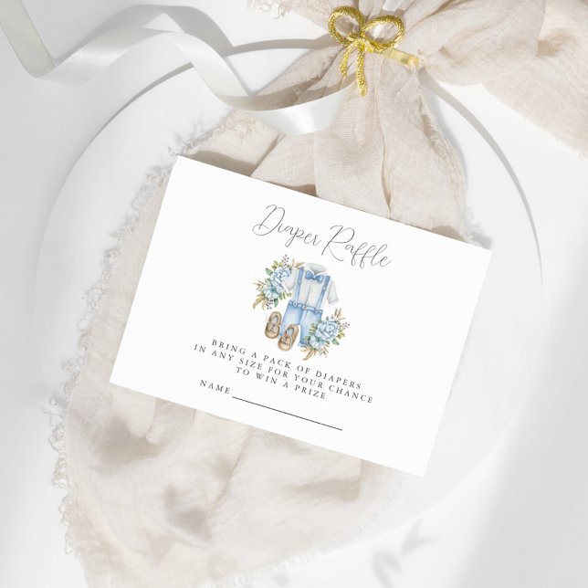 Boho Floral Baby Boy Shower Diaper Raffle Enclosure Card (Creator Uploaded)