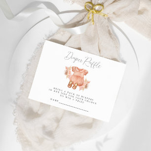 Boho Floral Baby Girl Shower Diaper Raffle Enclosu Enclosure Card