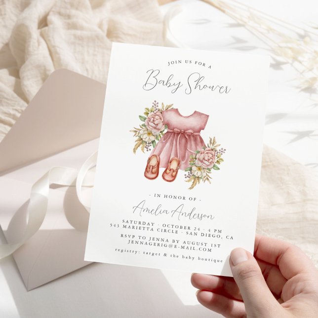 Boho Floral Baby Girl Shower Invitation (Creator Uploaded)