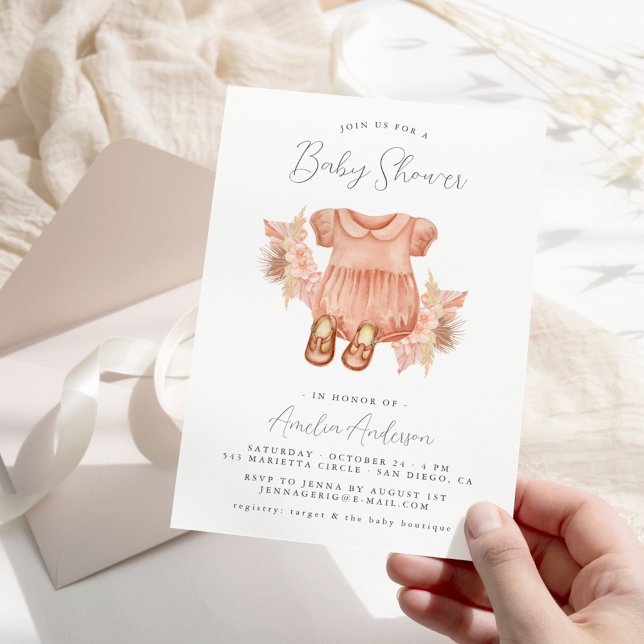 Boho Floral Baby Girl Shower Invitation (Creator Uploaded)