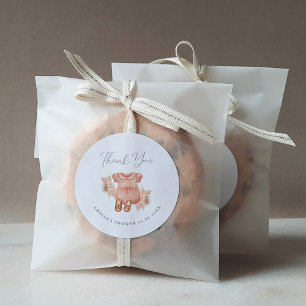 Boho Floral Baby Girl Shower Thank You Classic Round Sticker