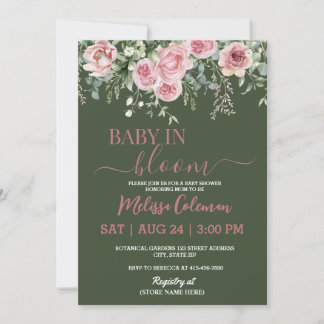 Boho Floral Baby In Bloom Baby Shower Invitation