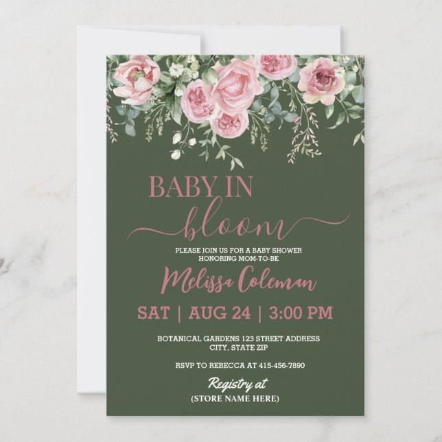 Boho Floral Baby In Bloom Baby Shower  Invitation (Front)