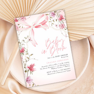 Boho Floral Baby in Bloom Baby Shower Invitation