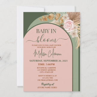 Boho Floral Baby In Bloom Baby Shower Invitation