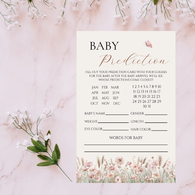 Boho Floral Baby Prediction Baby Shower Game Flyer (Creator Uploaded)