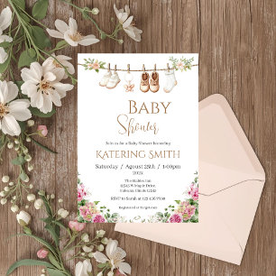 Boho floral Baby Shower Girl invitation