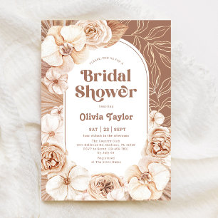 Boho Floral Baby Shower Mocha Invitation