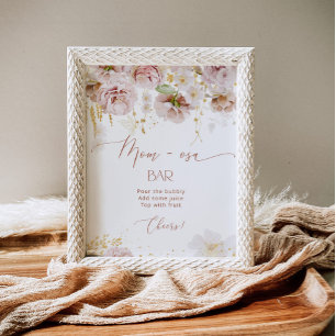 Boho floral baby shower Momosa bar Poster