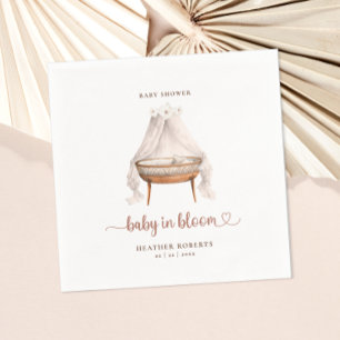 Boho Floral Baby Shower Napkins Neutral Bassinet
