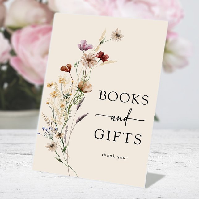 Boho Floral Baby Shower Pedestal Sign (Boho Floral Baby Shower Books & Gifts Pedestal Sign by Painted Paperie
)