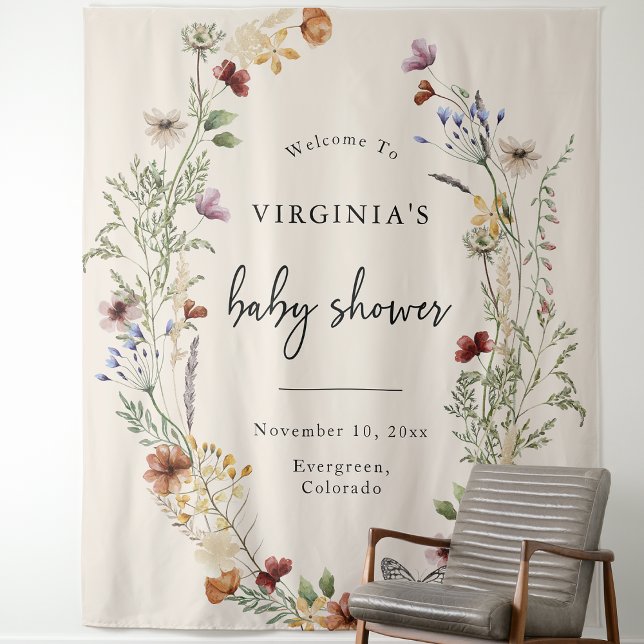 Boho Floral Baby Shower Tapestry (Boho Floral Baby Shower Tapestry by Painted Paperie
)