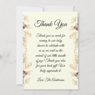 Boho Floral Baby Shower Thank You Card