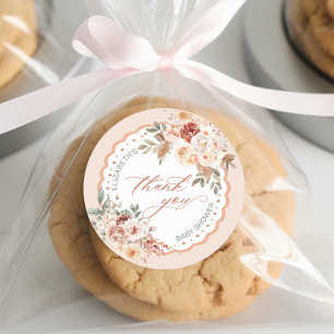 Boho Floral Baby Shower Thank You Classic Round Sticker