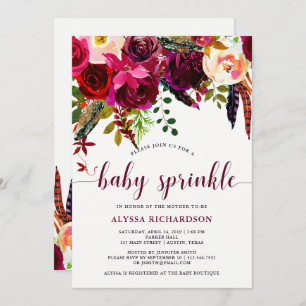 Boho Floral   Baby Sprinkle Invitation